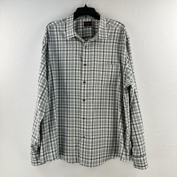 UNTUCKit Button Up Shirt Reid Men’s 3XL‎ Blue Mint White Plaid L/S Polyester - Picture 1 of 9
